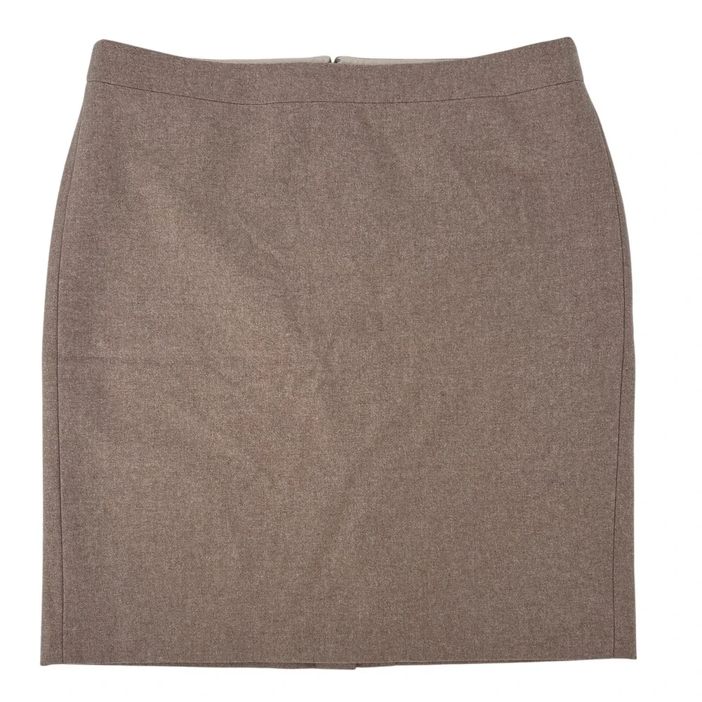 J. Crew Pencil Wool Skirt Tan‎ Size 14 Wool Blend Classic Career Office Academia